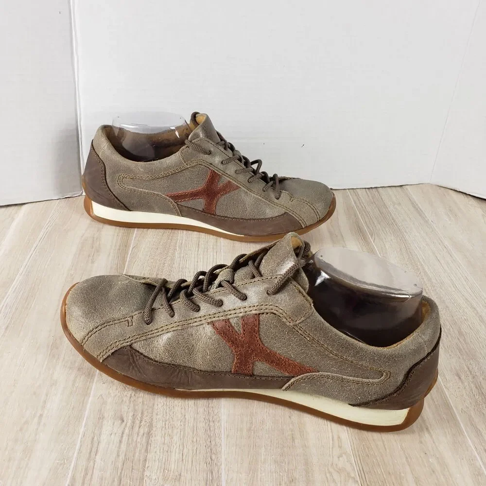 Born Voodoo Too Taupe Brown Combo Men's Leather Sneakers Size 8M